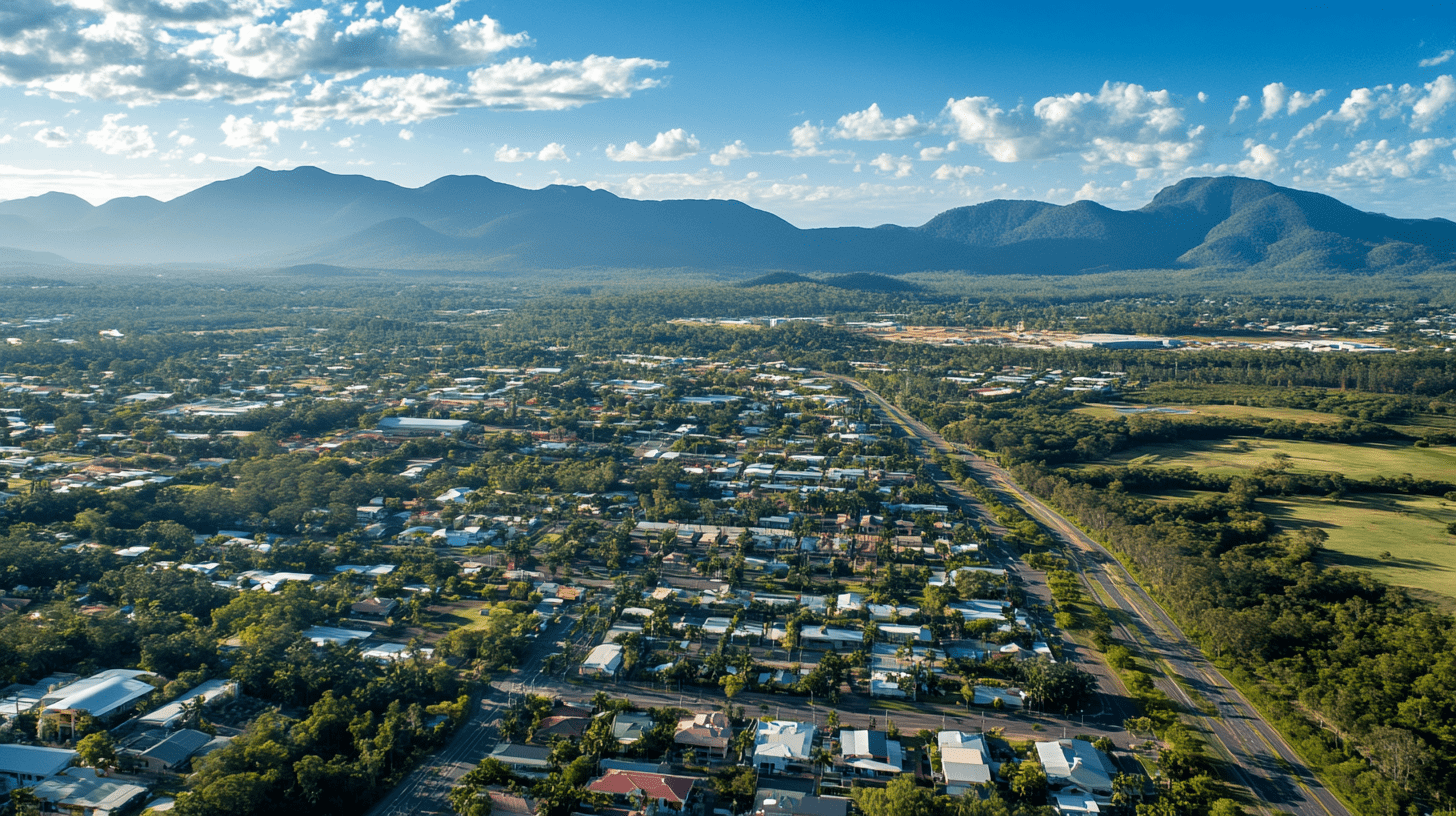 An arial photo of Mount Pleasant, Mackay.