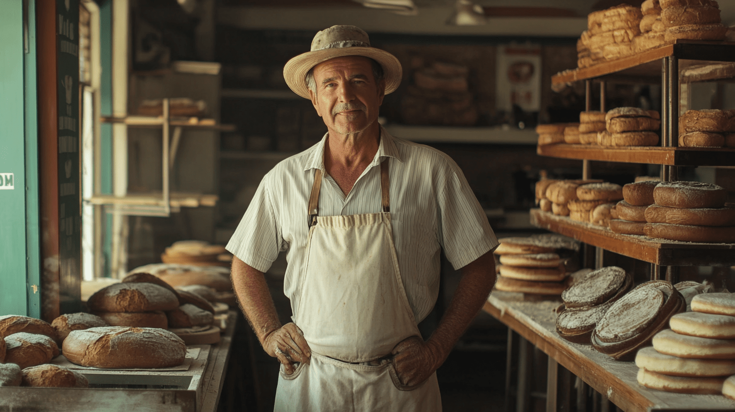 A baker standing in his bakery in Mount Pleasant, Mackay.