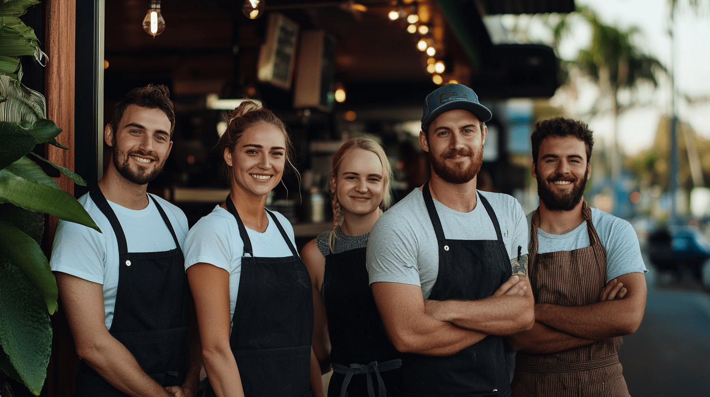A team of staff standing in front of their restaurant in Mount Pleasant, Mackay.