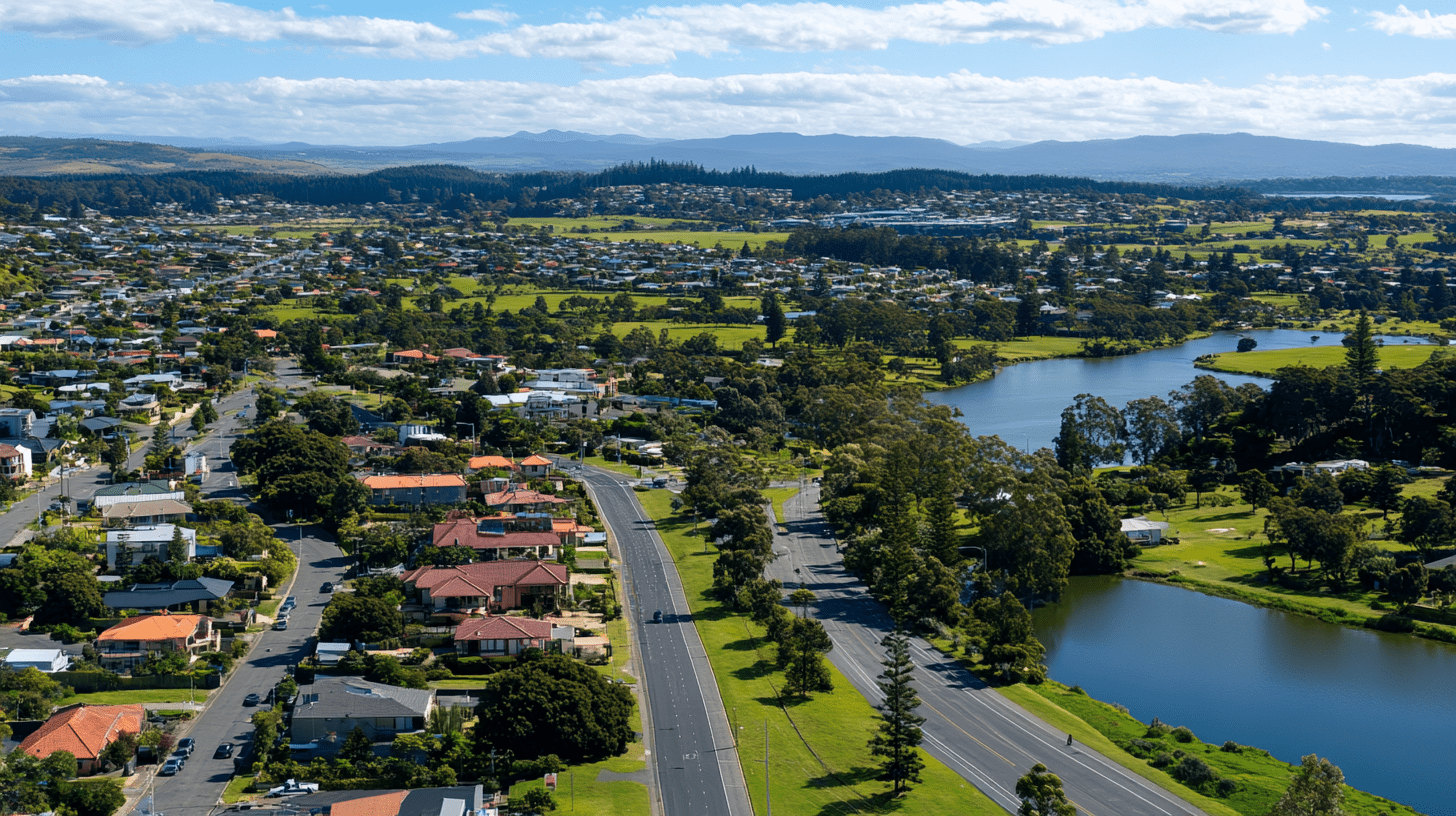 An arial photo of Newstead, Launceston.