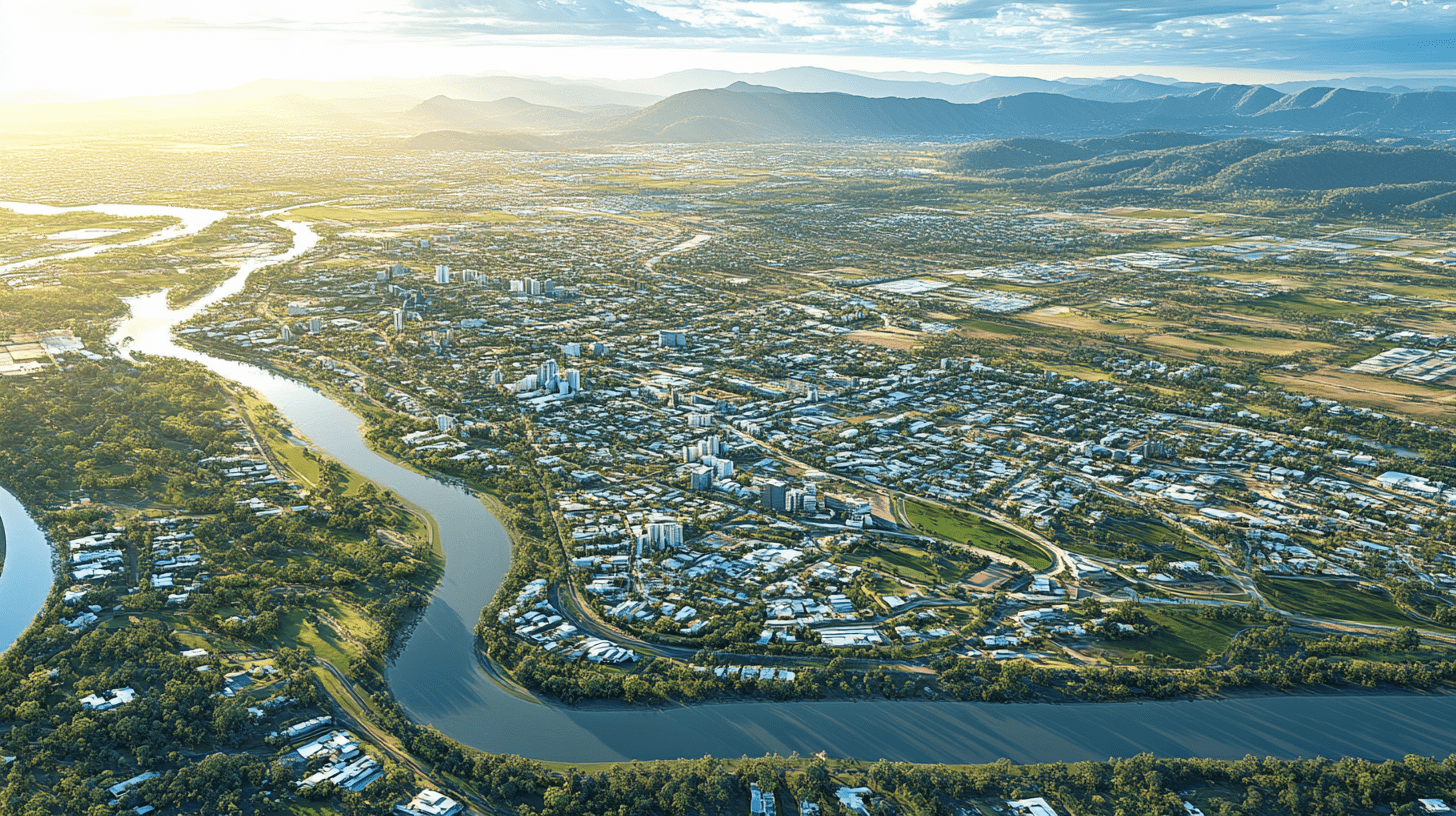 An arial photo of Rockhampton.