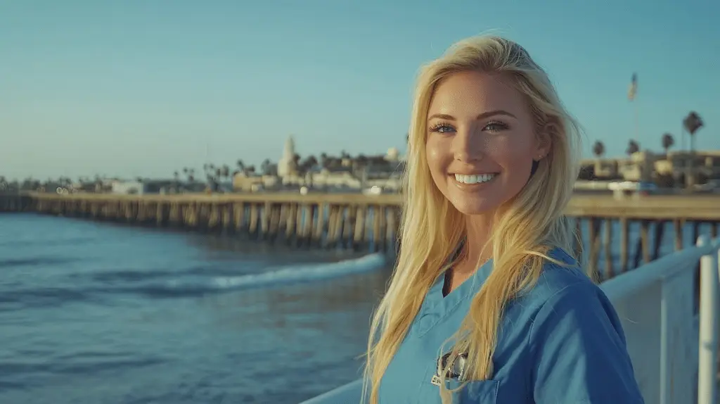 A dentist standing on the pier at Imperial Beach, California.