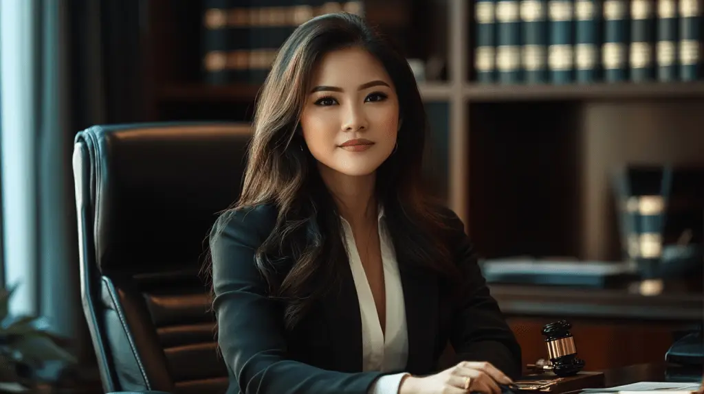 A lawyer sitting in her office in the Adelaide CBD.