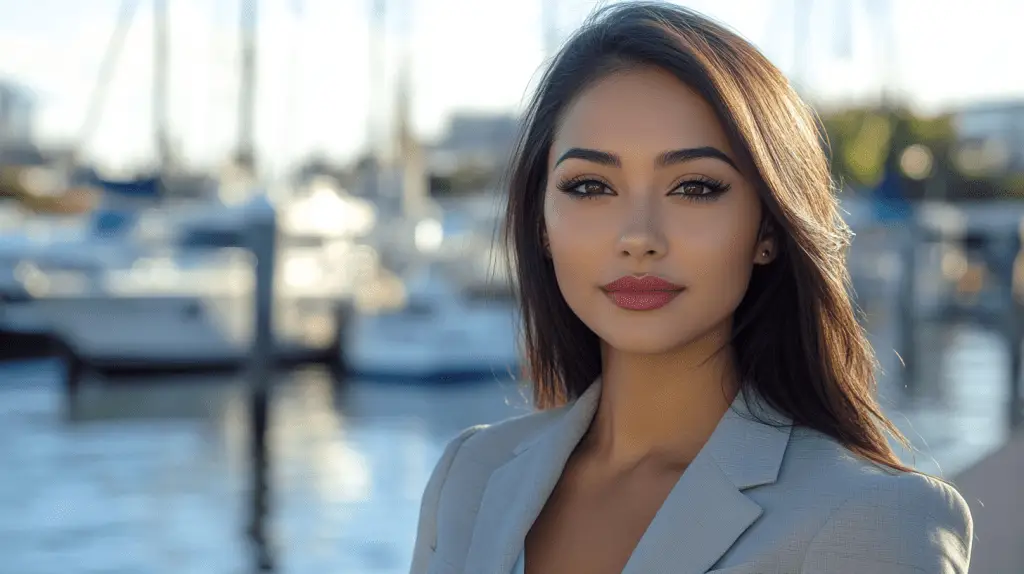A lawyer standing at the Marina in Glenelg.