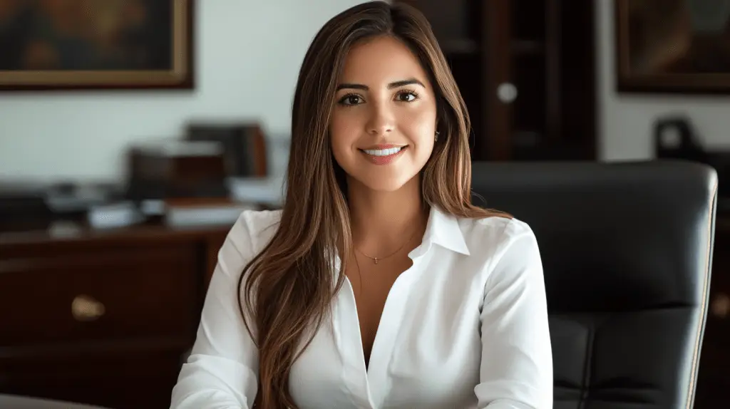 A lawyer sitting in her office in Innaloo, Perth.