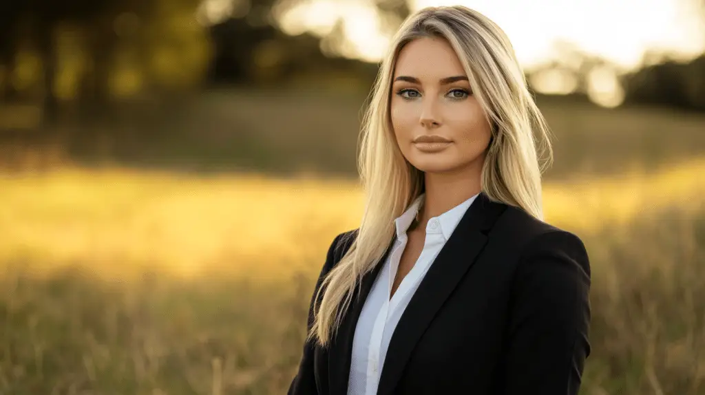 A lawyer standing on a farm in Toowoomba.