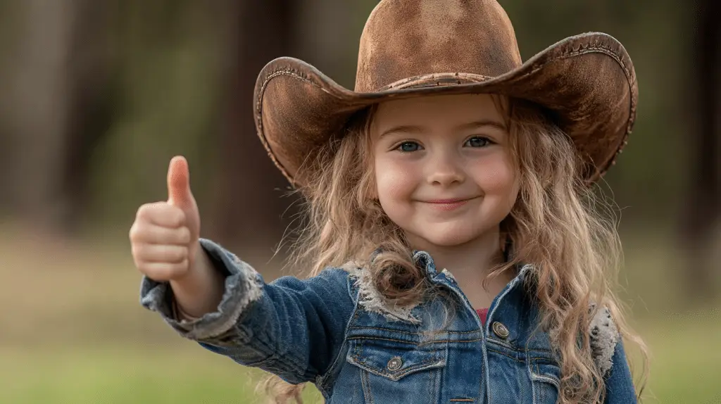 A young girl wearing a cowboy hat in Mooroopna.
