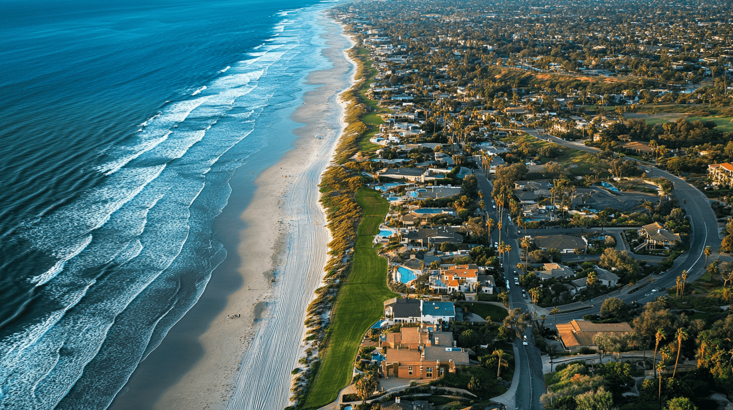 An arial photo of Solana Beach, California.