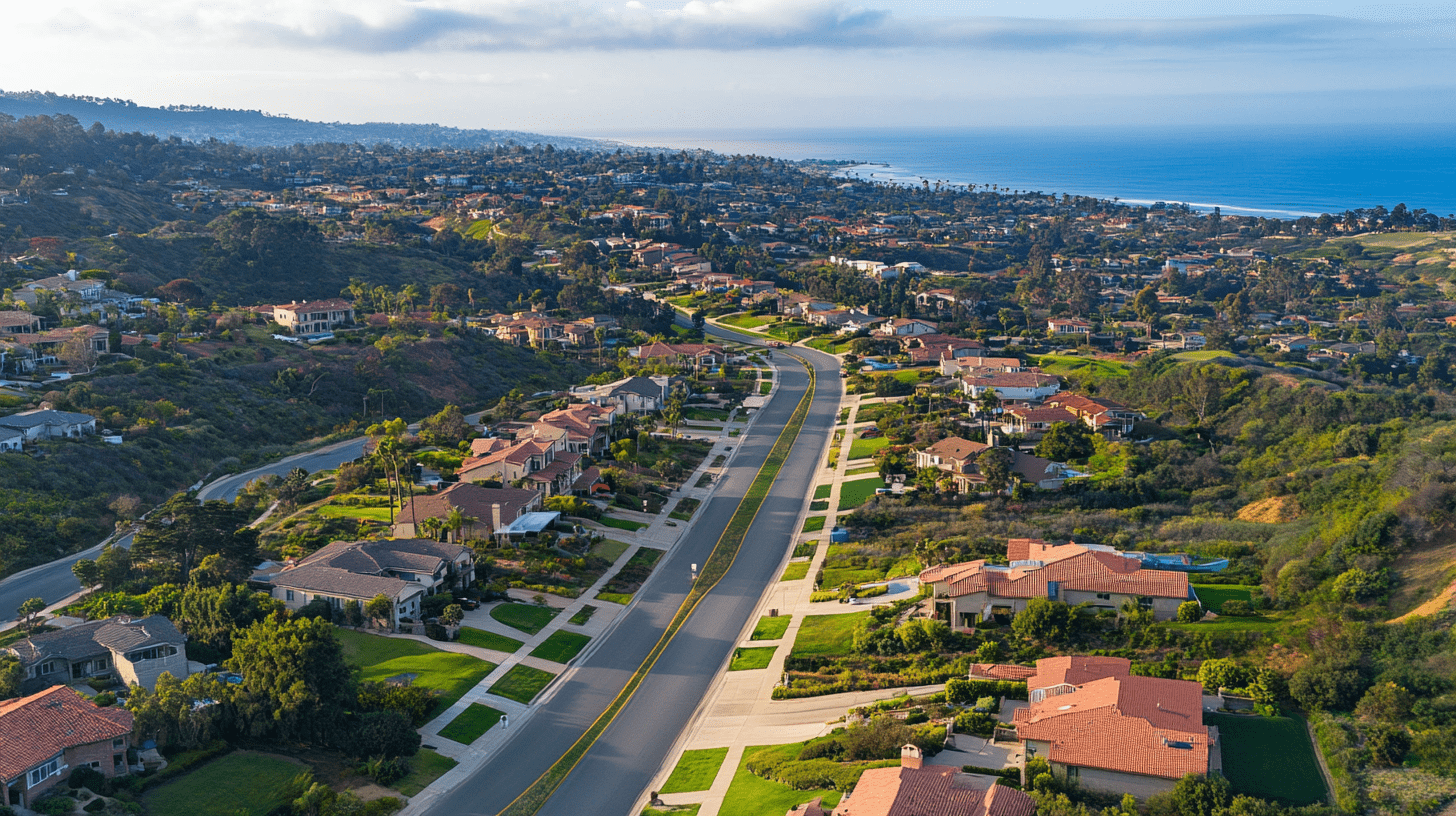 An arial photo of Torrey Pines, California.
