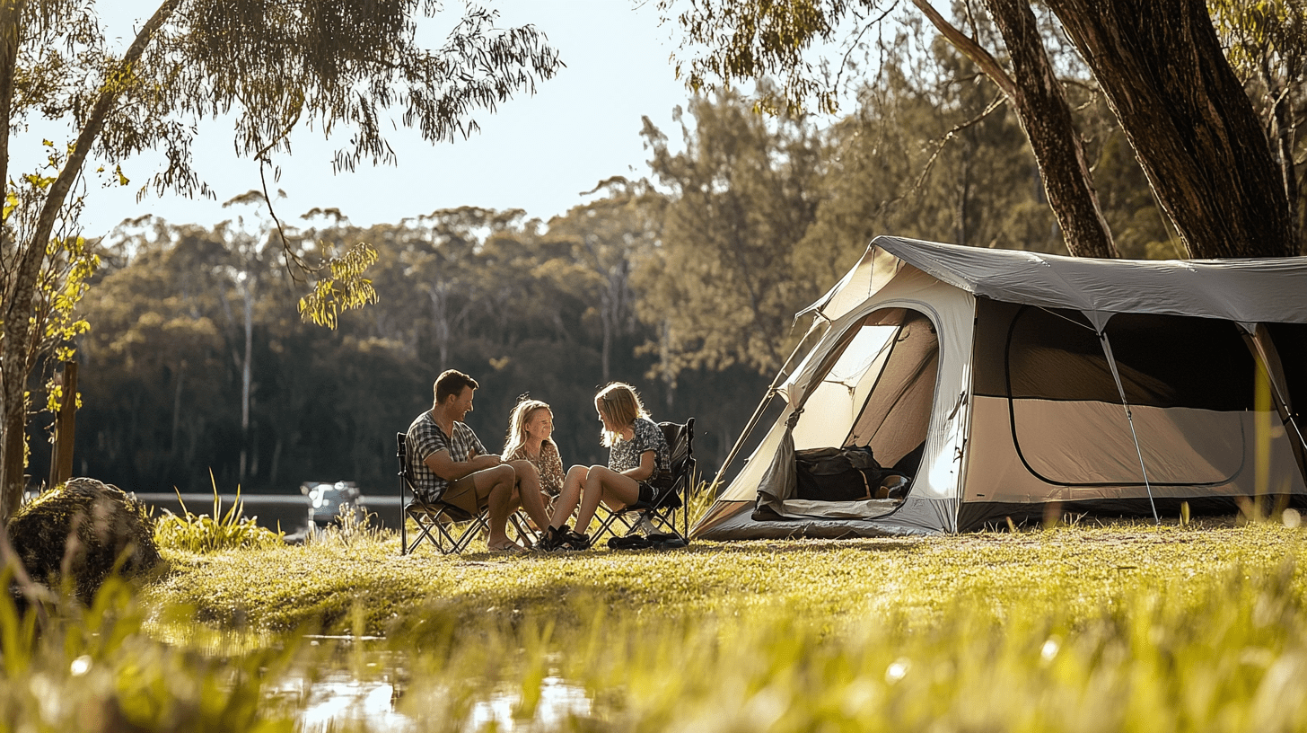 A family camping in Wauchope, Port Macquarie. 
