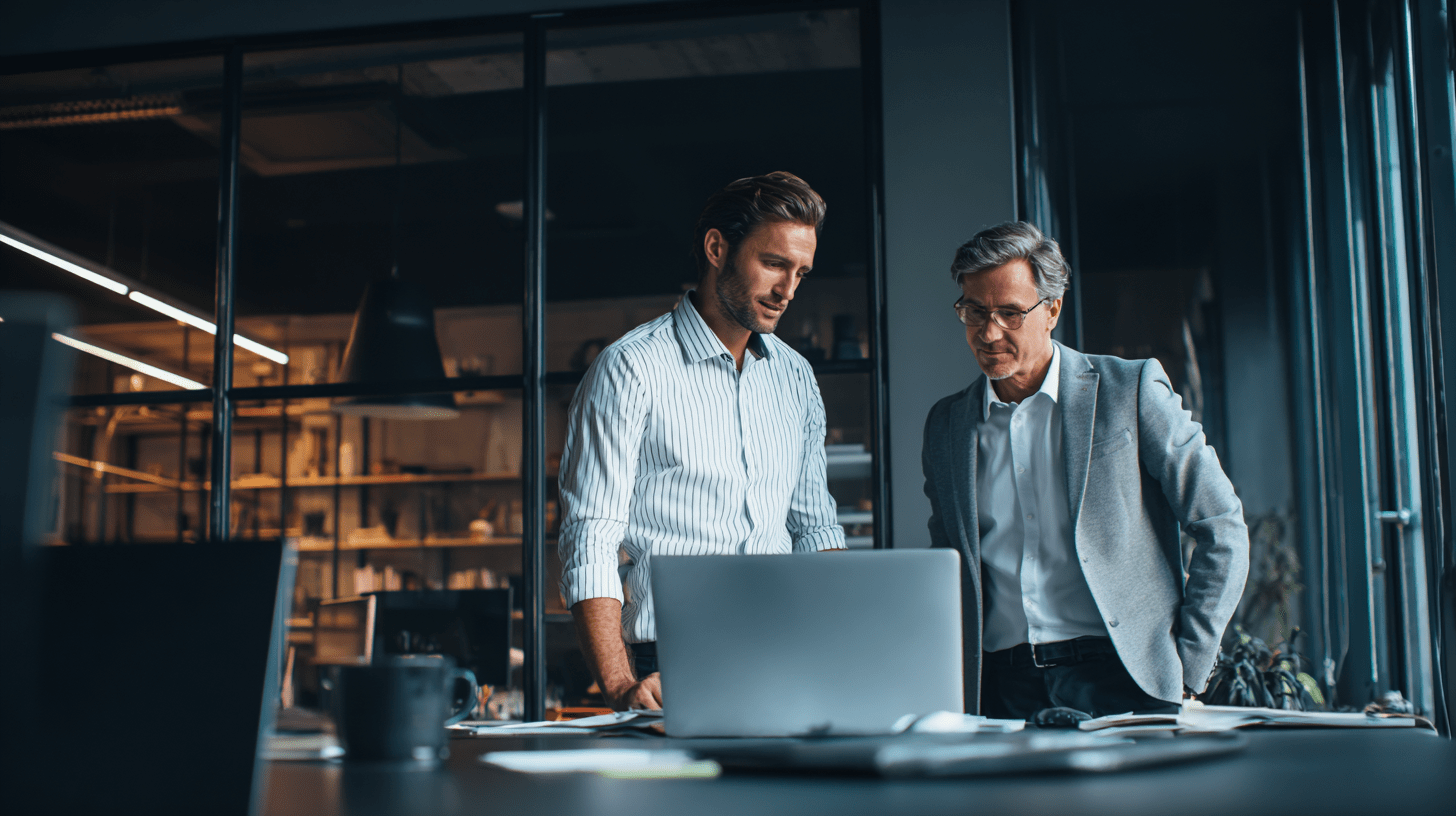 Two business partners discussing their business formation in their office.