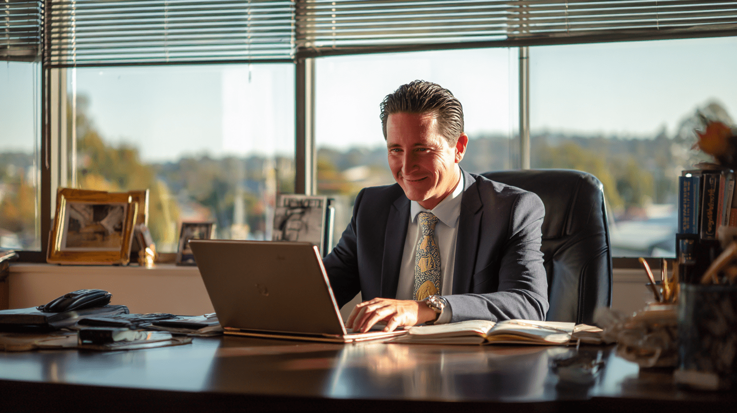 A businessman working on his SEO in his office in Harristown, Toowoomba.