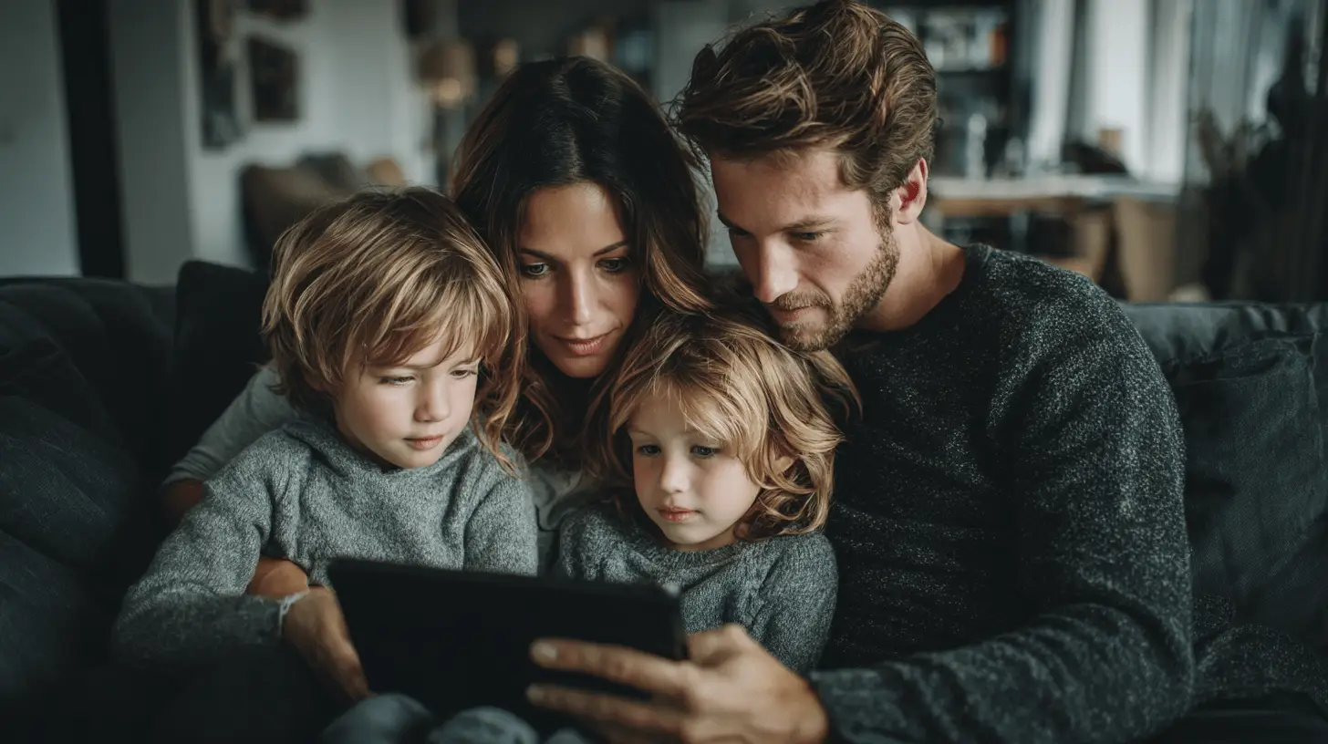 A family in Hurstville, Sydney, searching on their Tablet.
