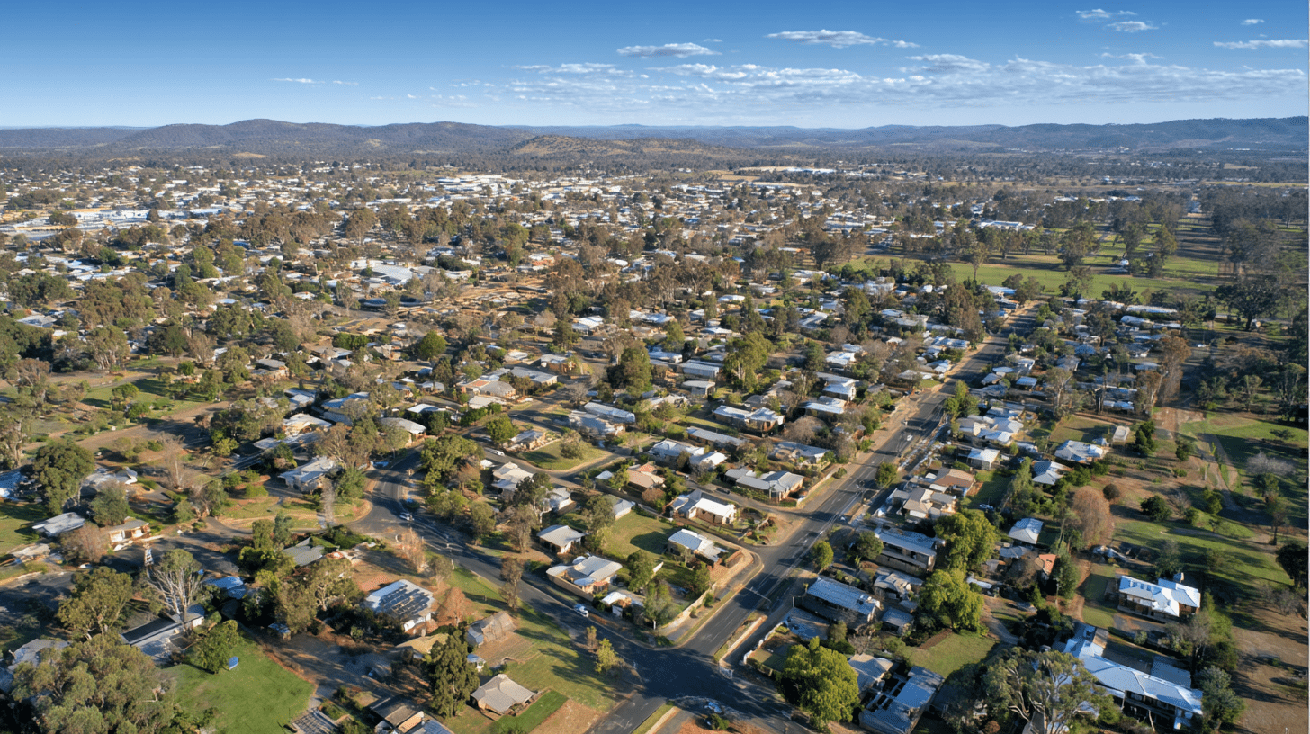 An arial photo of Kangaroo Flat, Bendigo.