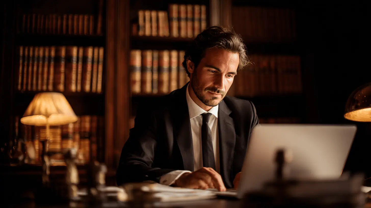 A lawyer working on his local SEO in his office.