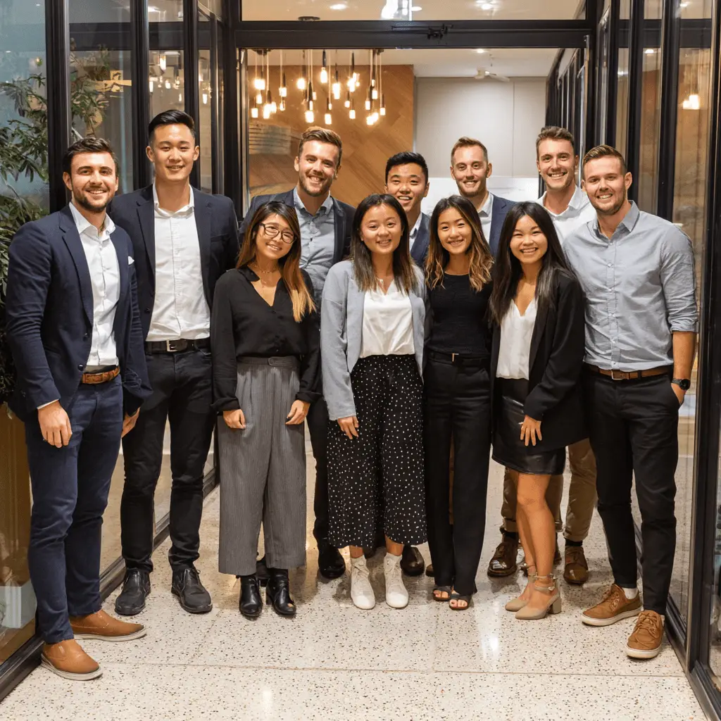 A team of accountants in a team photo from a mid-tier Accounting Firm.