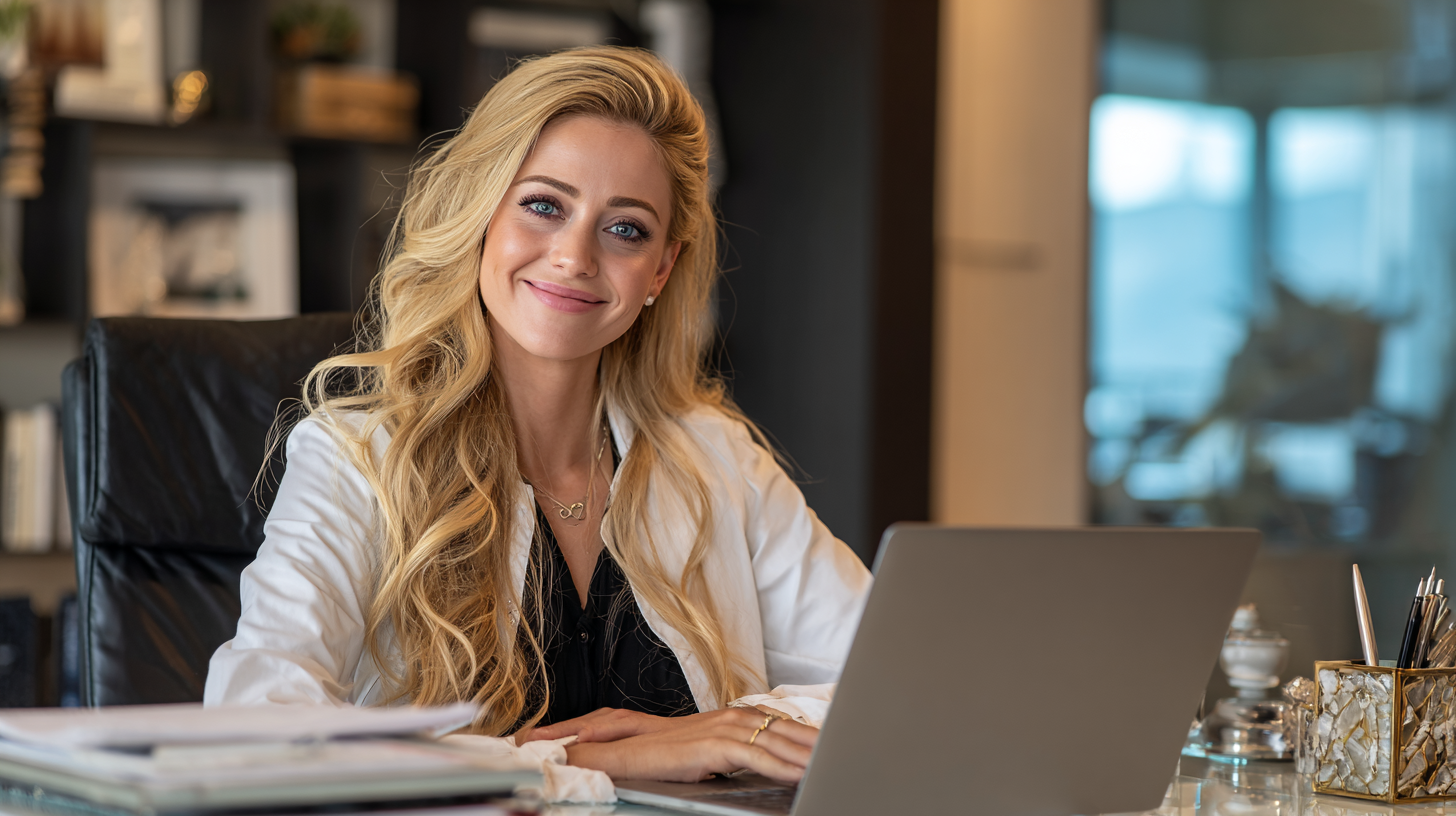 An independent real estate agent in her office.