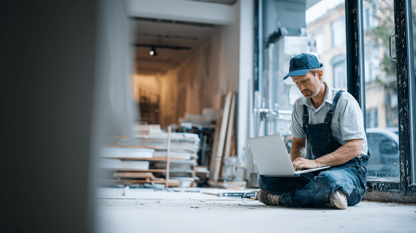 A shop fitter working on his technical SEO for his business website.