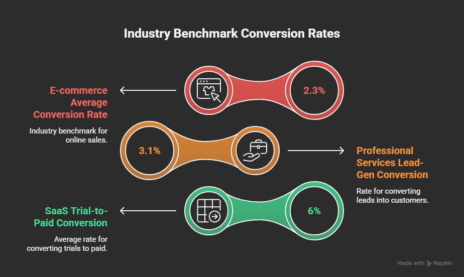 An infographic showing data on industry benchmark conversion rates.