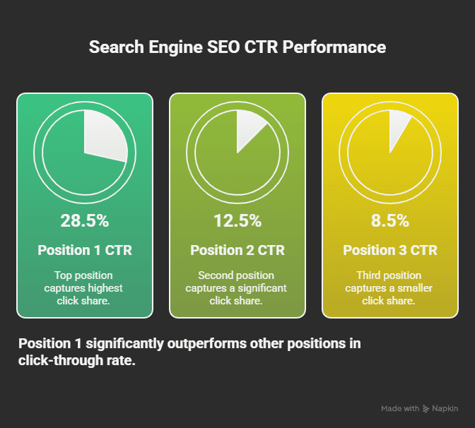 An infographic showing the click through rates for the top three search positions.