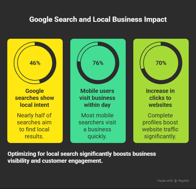 An infographic showing SEO statistics for local search.
