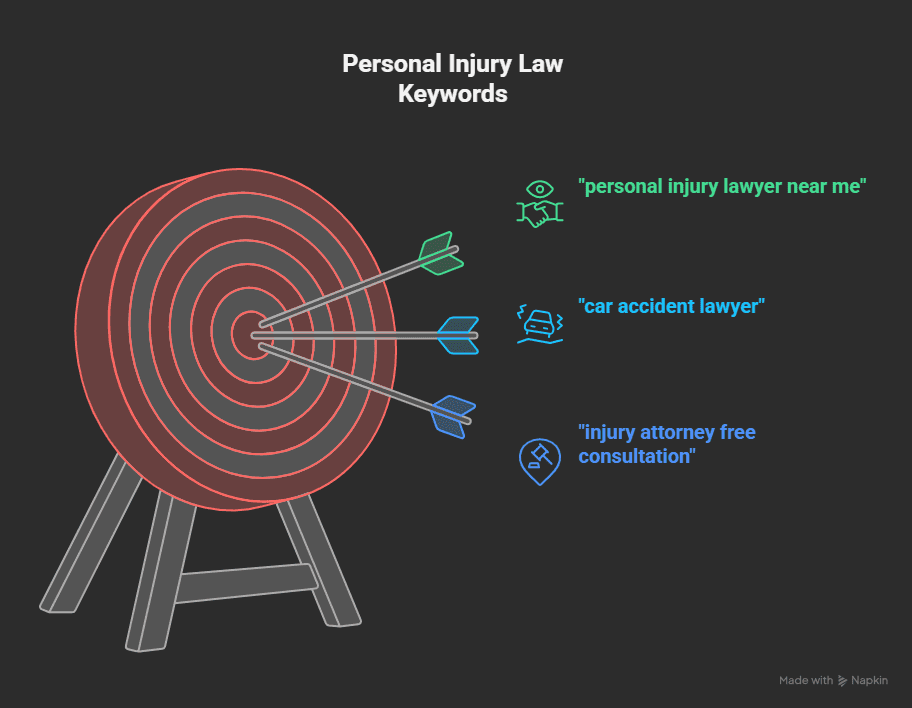 An infographic showing personal injury keywords.