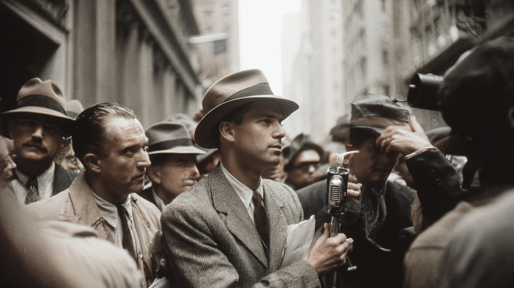 A photo of a journalist working on a story for his publication.