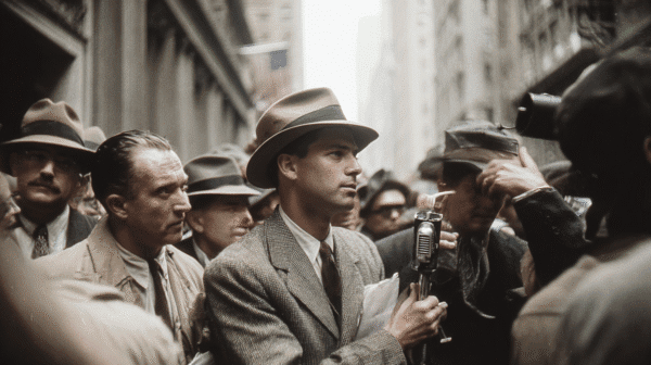 A photo of a journalist working on a story for his publication.