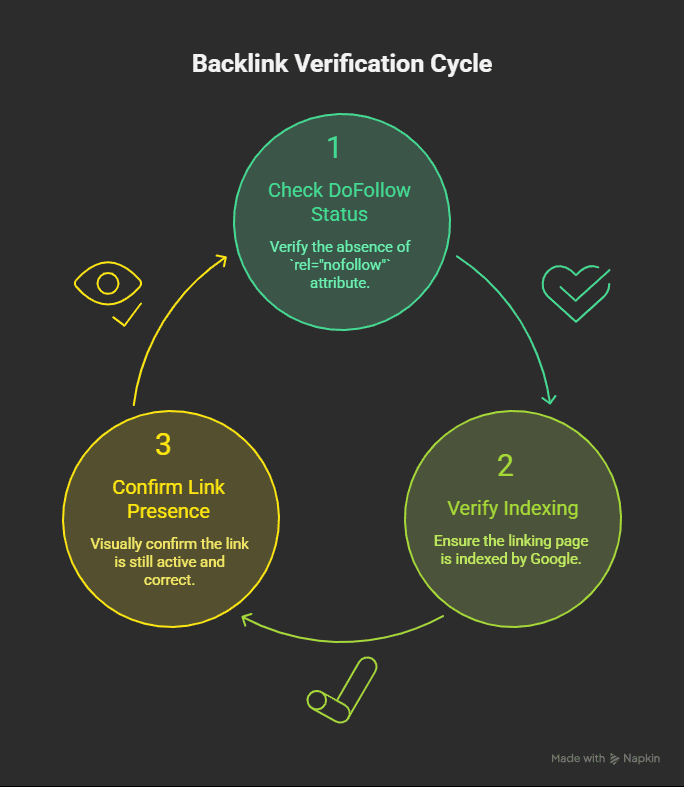 An infographic showing the backlink verification process.