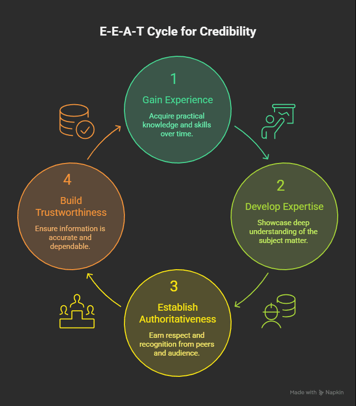 An infographic explaining e-e-a-t for backlinks and seo.