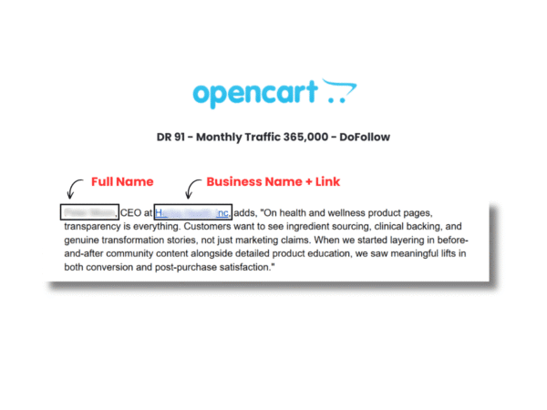 An image of an example editorial link from Opencart.com